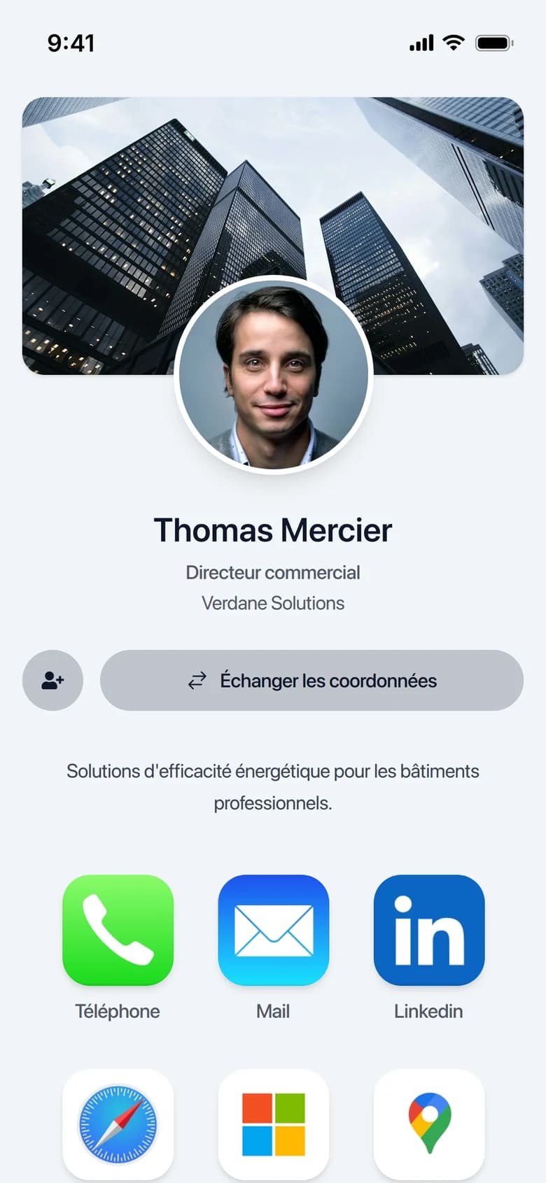 Exemple de carte de visite digitale Linko